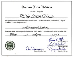 justicephil.Philip-Horne-Esq-Oregon-Law-Review-Associate-Editor-Certificate-1994