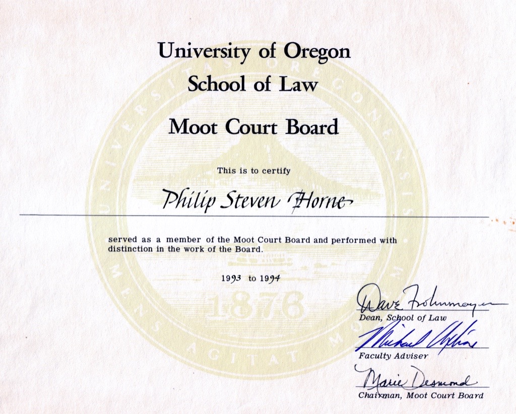 justicephil.Philip-Horne-Esq-Distinguished-Service-Certificate-from-University-of-Oregon-School-of-Law-Moot-Court-Board